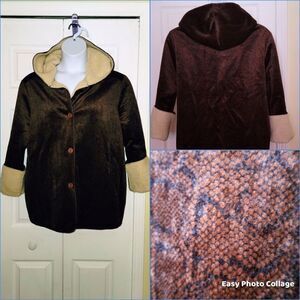#331 B.C. Woman Clothing Brown/Black Snakeskin Colored Fleece Hooded Jacket